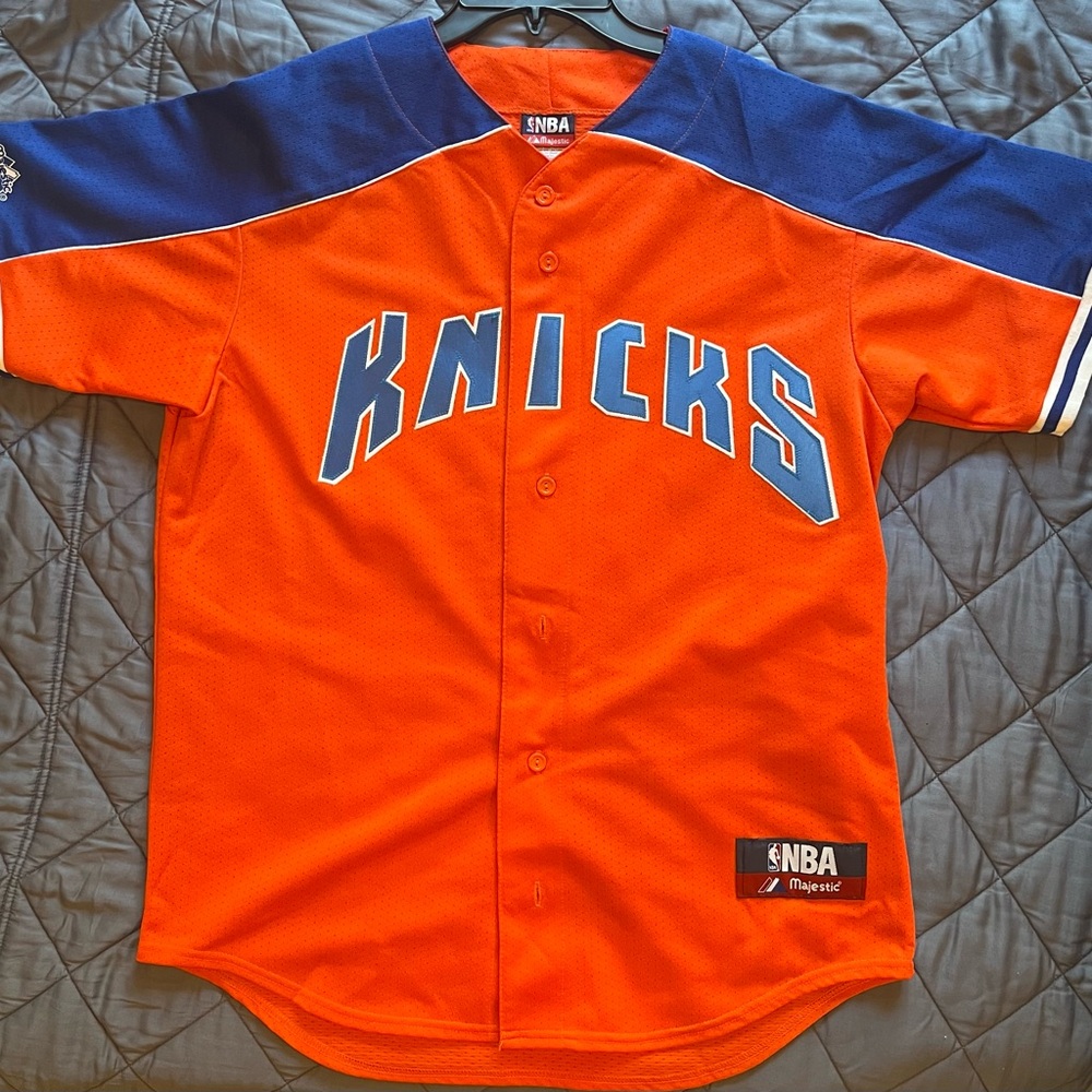 RARE Vintage Style Knicks majestic Baseball Jersey Large Authentic